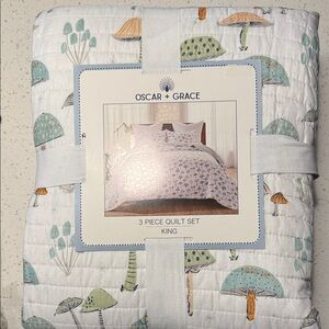 White and Green 3 Piece Quilt Set - King Oscar + Grace